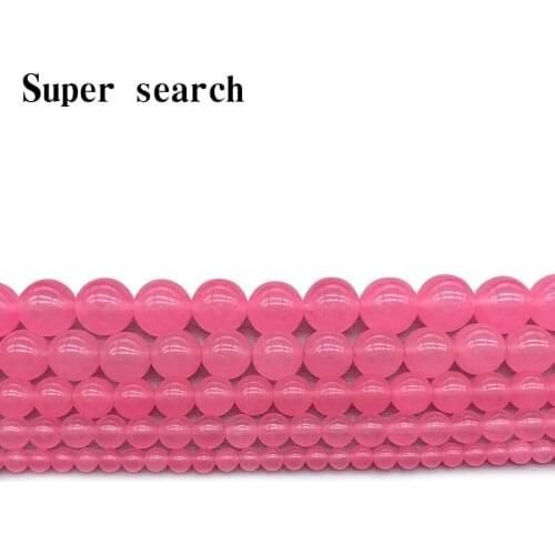 Natural Stone Pink Chalcedony Jades Round Loose Beads 4 6 8 10 12MM Fit DIY Bracelet&Necklace Jewelry Making Part