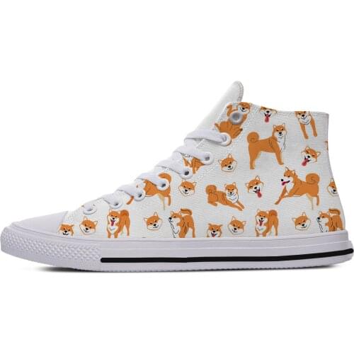 Shiba Inu Animal Pets dog Cut kawaii Harajuku Lightweight High Top Canvas Shoes Men Women Casual Breathable Sneakers