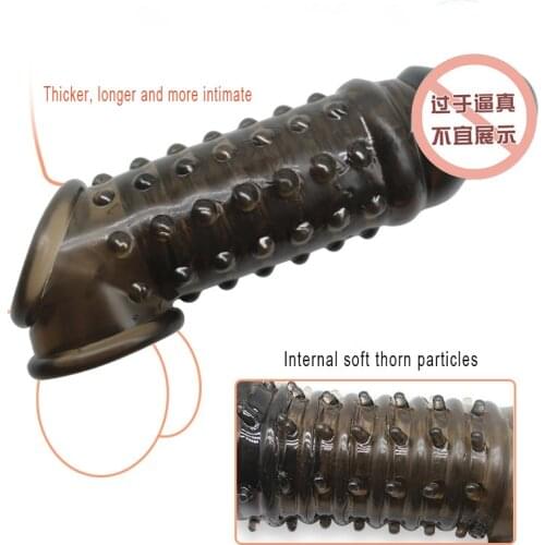 Reusable Condom With Soft Spikes For Penis Enlargement Cock Ring Penis Extender Condoms Intimate Goods For Male Sex Toys