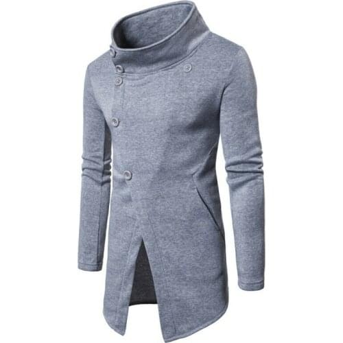 Mens High Collar Long sleeve Jacket Single Breasted Outwear Plain Slim Fit New L3