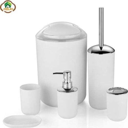 MSJO Bathroom Accessories Set 6PCS Decor Storage Black Soap Dispenser Toothbrush Toothbrush Holder Modern Home Decor Accessories