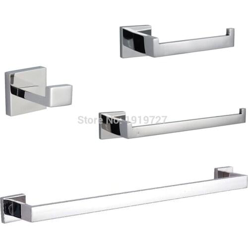 Vidric Stainless Steel 304 Bathroom Accessories Set Single Towel Bar Robe Hook Toilet Paper Holder Towel Ring Polished