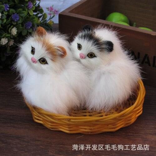 A pair of new cute simulation cat toy polyethylene & furs handicraft doll gift 10x5x8cm 2338