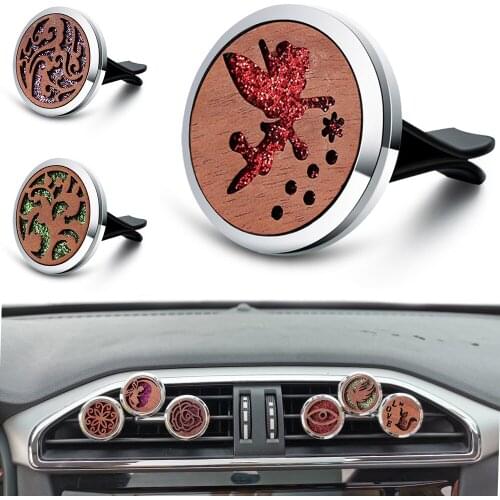 New Car Essential oil Diffuser Retro Timber Style Flower Fairy Car Air Freshener Lasting Aromatic Perfume Locket Pendant Jewelry