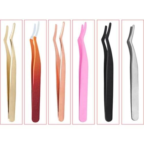 Lash Extension Tweezers Portable Rustproof Eyelash Applicator Eyelash Nipper Stainless Steel Professional Eye Lashes Tweezers