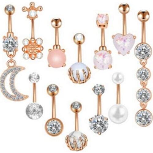JINGLANG New Product Body Piercing Jewelry Exquisite Zircon Skull Hand Grasping Belly Button Nail Belly Button 12-piece Set