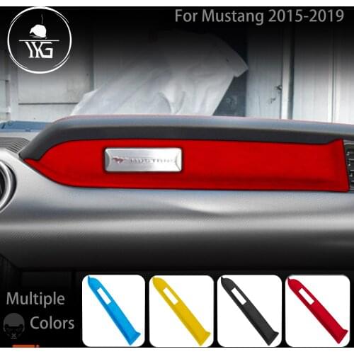 Turn Fur Suede Wrap Cover For Ford Mustang 2015-2020 Car Dashboard Instrument Panel ABS Moulding Trim Car Accessories