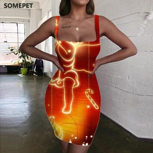 SOMEPET Christmas Dress Women New Year Ladies Dresses Pattern 3d Print Party Sundress Womens Clothing Club New Korean Style