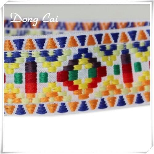 6yards/lot 5CM Ethnic Tape Jacquard Webbing Roll Retro Customs Computer Embroidered Clothing Accessories polyester straps