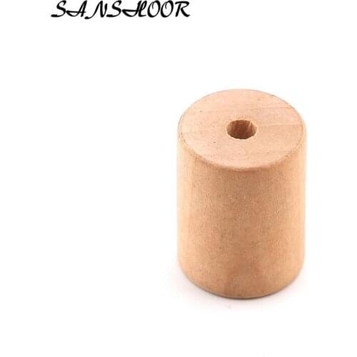 SANSHOOR 25mm*20mm High Quality Unfinished Cylinder Wood Beads Geometric Beads for Wood Jewelry MT-007 100pcs/lot