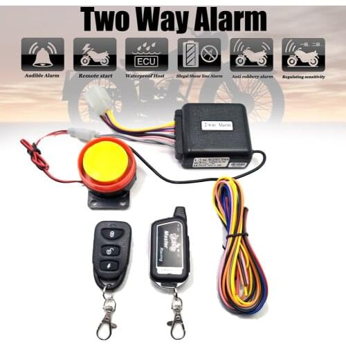 2 Way Motorcycle Anti-theft Alarm Remote Engine Start 125dB Electric Bike Two Way Security Alarm Scooter Moto Theft Protection