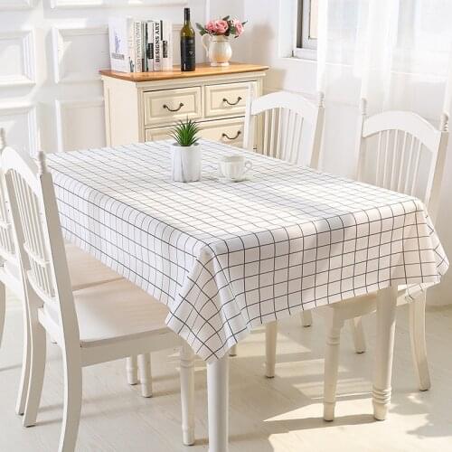 Plastic PVC Rectangula Grid Printed Tablecloth Waterproof Oilproof Kitchen Dining Table Colth Cover Mat Oilcloth Antifouling