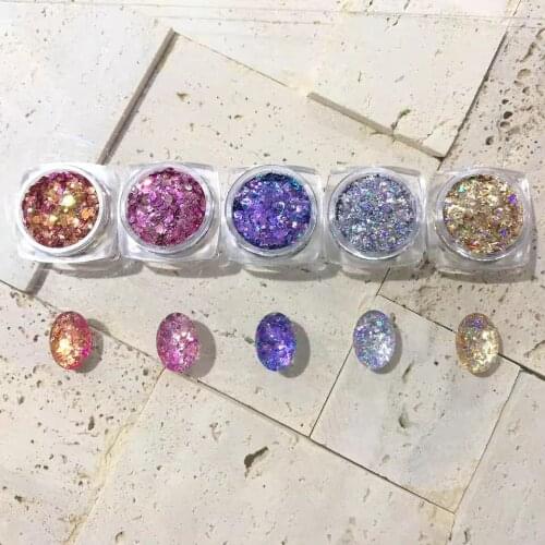 Mixed Chameleon Chrome Chunky Flakes Holographic Nail Irridescent Glitter Sequins For Tumblers DIY Manicure Loose Accessories