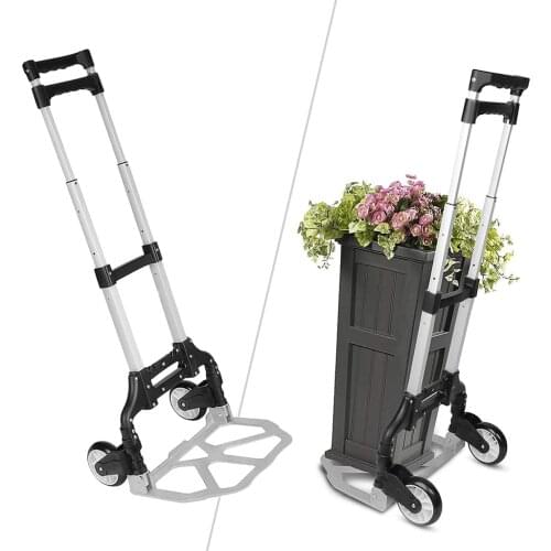 Heavy Duty Aluminum Alloy Folding Hand Truck Portable Barrow Trolley Travel Luggage Shopping Cart