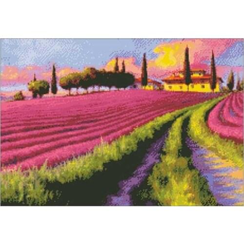 Lavender sky patterns counted 11CT 14CT 18CT DIY Cross Stitch Sets wholesale Cross-stitch Kit Embroidery Needlework