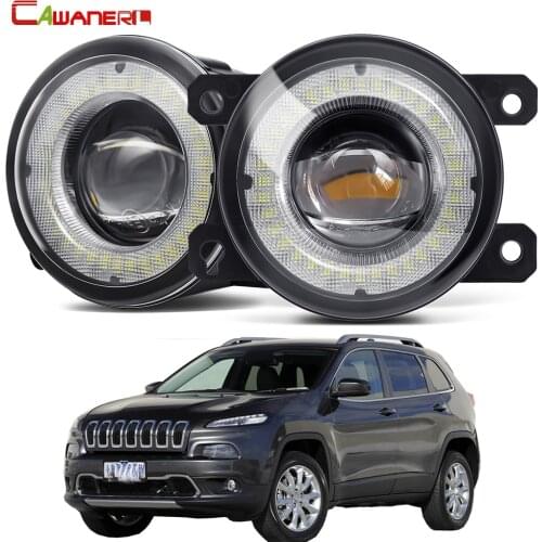 2 X Car Driver + Passenger LED Fog Light Assembly Angel Eye DRL Daytime Running Light 12V For Jeep Cherokee KL 2014 2015 2016