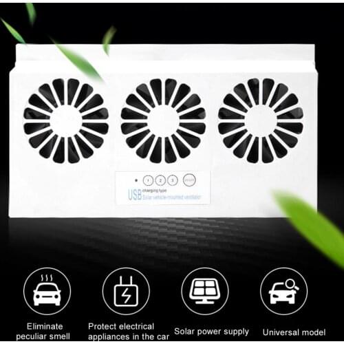 Triple-Fan Design 5W 3.6V Auto Car Window Solar Powered Air Vent Cool Ventilation USB Exhaust Fan Radiator