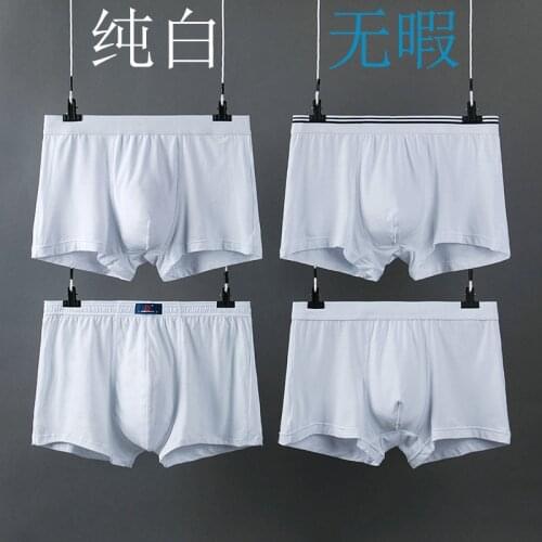 2018 Mens Underwear Four Jiao Pants Pure White Pure Cotton Light Color Big Code Cotton Short Youth Underwear Men 3pcs/lot