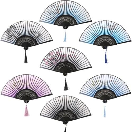 Vintage Floral Pocket Silk Folding Fan Flower Hand Fans Party Decor Gift