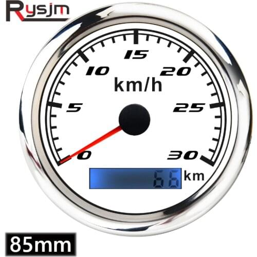 Waterproof 85mm GPS Speedometer Odometer 0~30KM/H Adjustable GPS Speed Gauge With GPS Antenna for auto motorcycles trucks