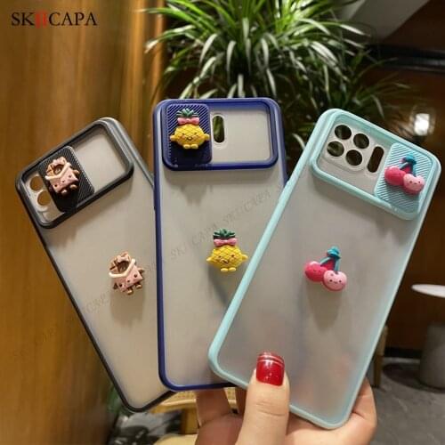 For OPPO F17 Pro Reno 4 lite Cover 3D DIY Fruit Cartoon Phone Case For Reno 5 pro 5G 4F Cute Slide Camera Lens Protective Cases