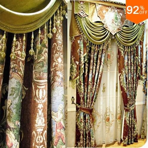 Brown Green oil painting The virgin uprising curtains ultimate Embroidery Curtain Classic living rooms the curtain of bedroom