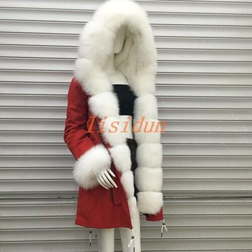 2018 Real fur coat fox parkas winter jacket coat women parka big real raccoon fur collar natural fox fur liner long outerwear