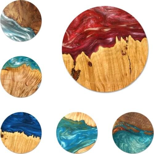 Wood Resin Icons Pins Badge Decoration Brooches Metal Badges For Clothes Backpack Decoration 58mm