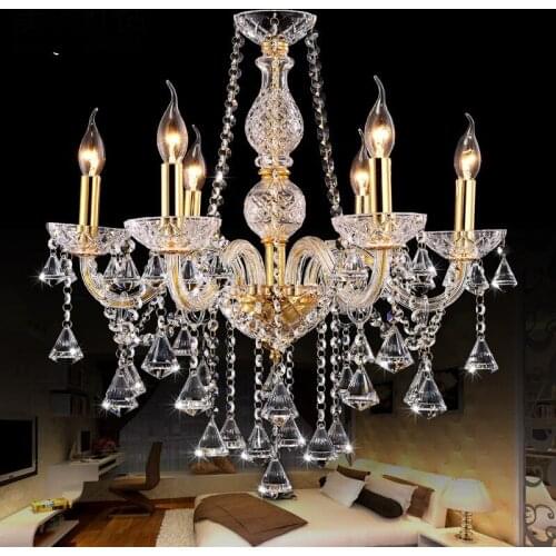 Gold crystal chandelier lighting for indoor home decoration Bedroom Kitchen Wedding Lights lustre cristal Modern crystal lamp