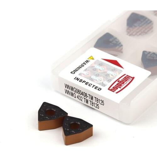 10Pcs WNMG060408-TM T8125 External Turning Tools Carbide Inserts CNC Lathe Tools WNMG060408 Hard Alloy Blades Steel Cutting Tool