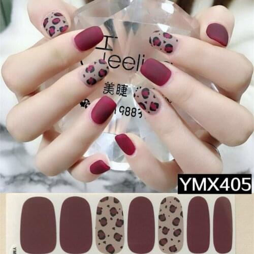 14tips HOT 1 Sheet Adhesive Finger Nail Stickers 3D Full Cover Wraps DIY Decals Adhesive Nail Stickers Long-lasting