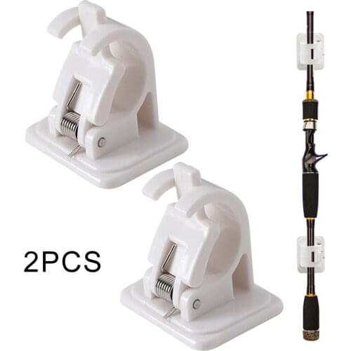 2pcs Wall Mounted Fishing Rod Racks Storage Clips Clamps Fishing Rod Holder Rack Organizer for Walls Wooden Board Tiles Fishing