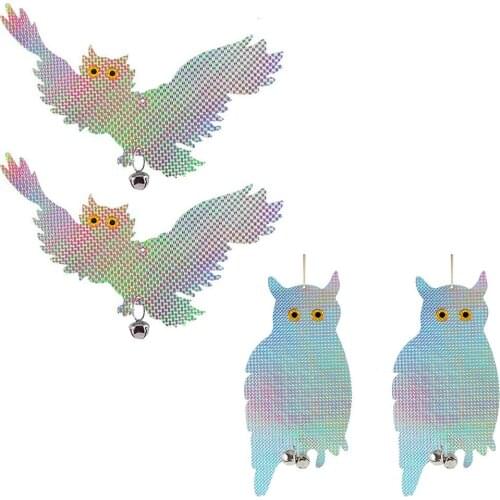 2pcs Garden Supplies Fake Owl Hanging Device Reflective Scarecrow Scares Bird Pigeons Woodpecker Repeller Birds