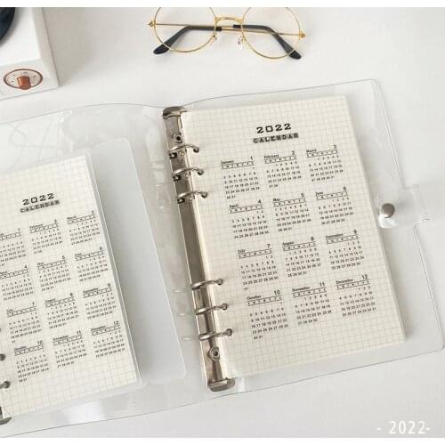 2022 Calendar PP Divider A5 A6 Loose Leaf Notebook Planner Index Sheet Binder Category Planner Filofax Inner Clip