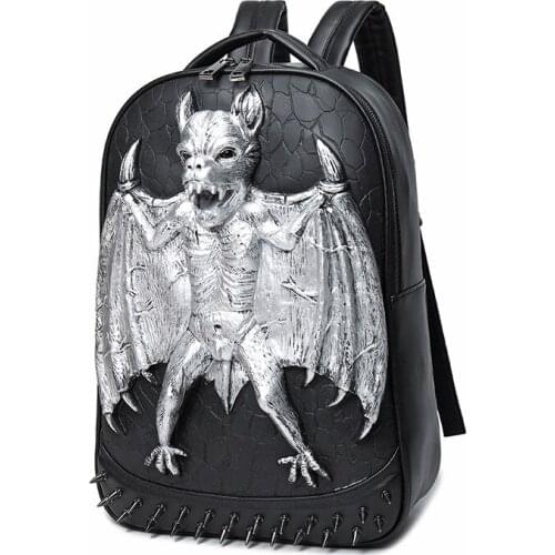 3D bat backpack mens hot pu backpack water repellent computer bag