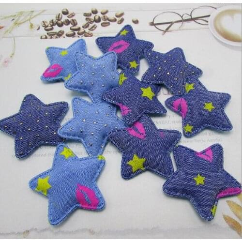 30pcs/lot 4.8cm Denim Star Kawaii Kids Patch, padded applique for Decoration, Clothing, DIY, Baby Garment Accessorie