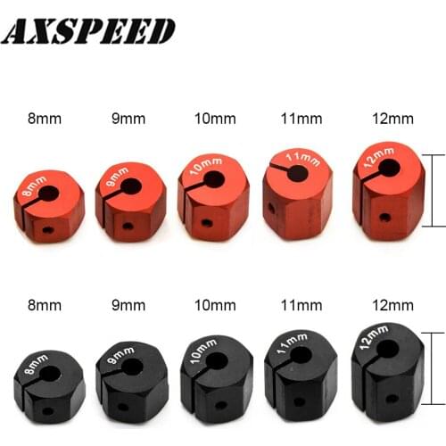 AXSPEED 4PCS 12mm Hex Wheel Hub Drive Adapter with Pins and Screws 8/9/10/11/12mm for 1:10 Axial SCX10 RC Crawler Car Parts