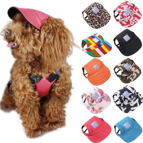 Dog Hat With Ear Holes Summer Canvas Baseball Cap For Small Pet Dog Outdoor Accessories Hiking Pet Products -10 Styles