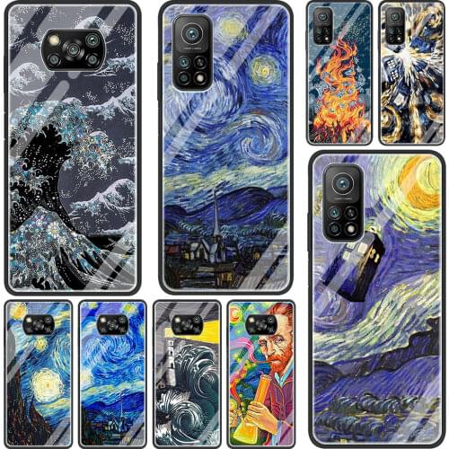 Van Gogh Aesthetic Art Cover Case for Xiaomi Mi Poco X3 NFC Note 10 Lite 9T 10T Pro CC9E 10S Tempered Glass Soft Edge Shell