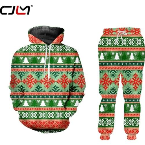CJLM Tracksuit 3D Printing Two-piece Hooded Sportswear Men/women Sportswear Christmas Festival Zip Hoodies Sweatshirts