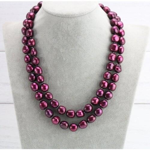 40inches Long Pearl Necklace 12-13mm Wine Red Color Freshwater Pearl Jewellery Charming Wedding Birthday Women Gift