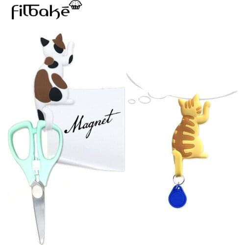 FILBAKE Magnetic Hook For Key Holder Refrigerator Decoration Stick Sucker Cartoon Kitty Kitchen Gadget Home Storage Tools