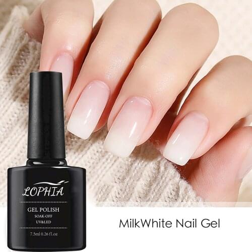 LOPHIA 7.5ml Opal Jelly Gel Nail Polish White Gel Polish Base No Wipe Top Coat Soak Off Nail Art UV Gel Varnish