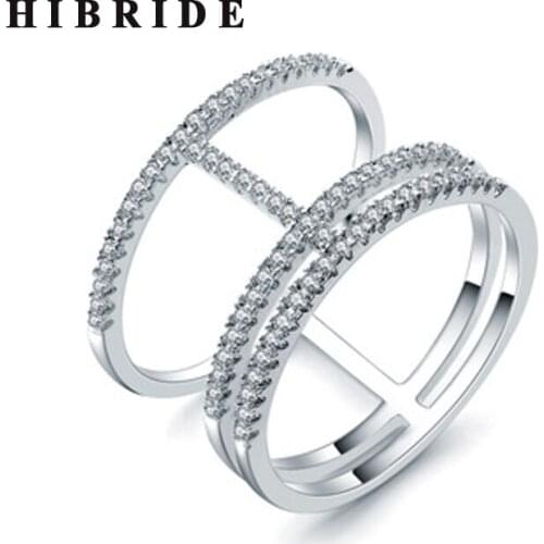 HIBRIDE 2018 Fashion Style Full Mirco Pave Cubic Zirconia Rings For Women Party Jewelry Ring Anillos Mujer Wholesale Price R-214