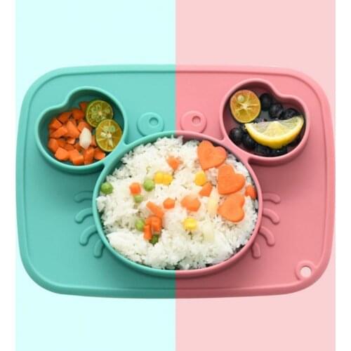 Creative Crab shape Children Dish Division Design Cartoon Shape Food Grade Silicone Baby Training Dining Plate for Boys Girls