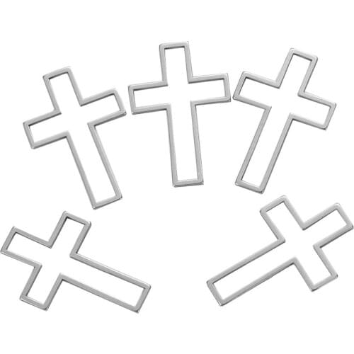 10Pcs Stainless Steel Cross Components Charms Frame Jewelry Findings Bezels For DIY Crafts Earring Necklace Making Accessories