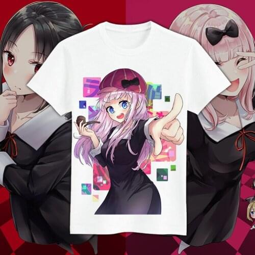 Anime Kaguya wants to tell you Geniuss love brain battle Cosplay T Shirt Cartoon Fujiwara Chika Printed Summer T-Shirt Top Tee