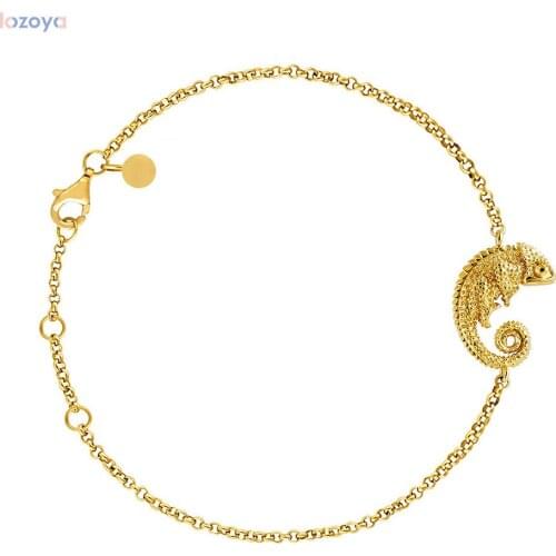 LOZOYA 2020 New 925 Sterling Silver Gold Luxury Chain Luxury Jewelry Chameleon Motif Bracelet Bangle Women Gift Fine Jewel