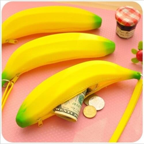 Cute Silicone Banana Coin Purse Japanese and Korean Candy Color Pencil Case Coin Bag Student Popular Coin Mini Bag
