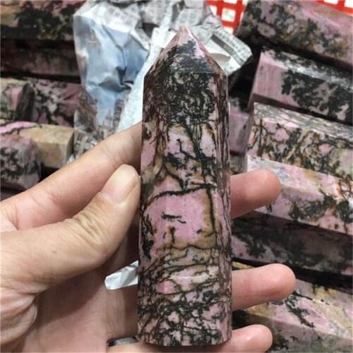 Natural tower quartz Spiritual healing products rhodonite point for Home Decoration